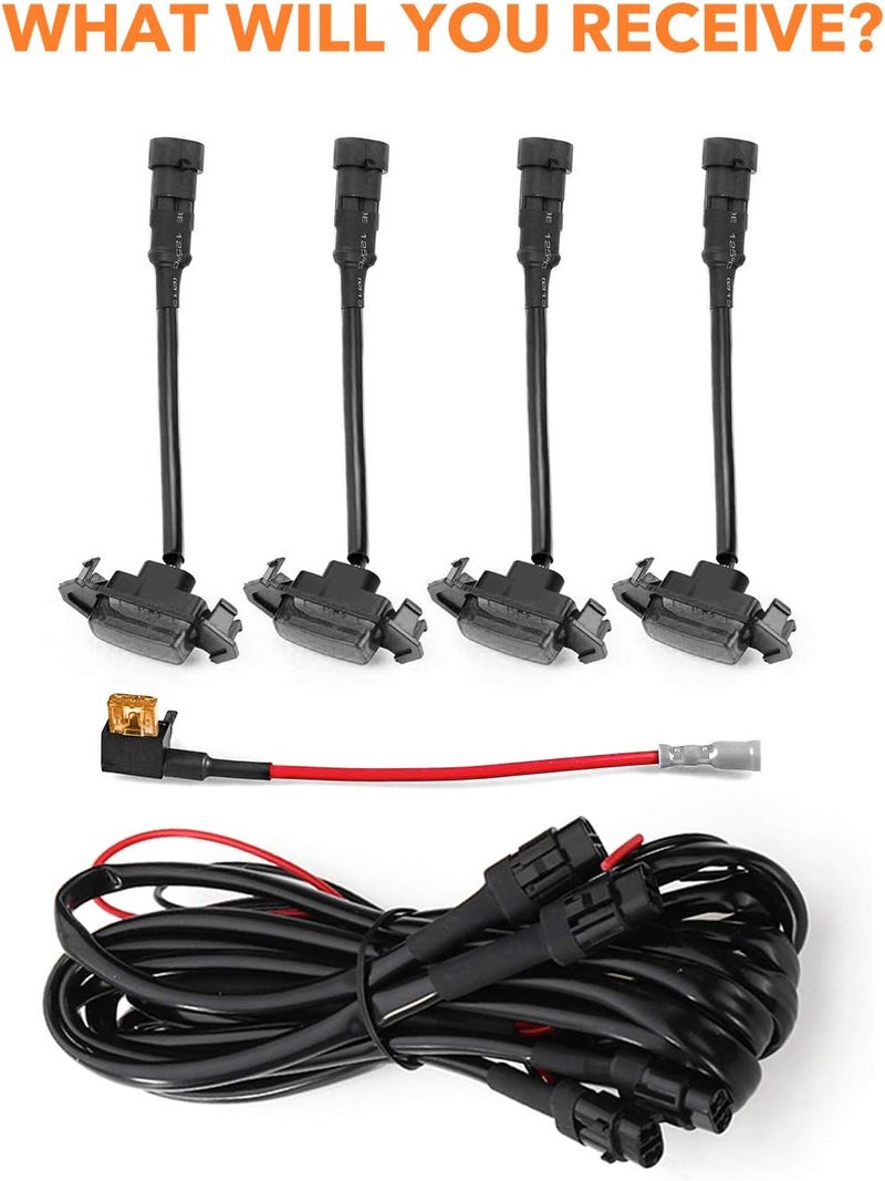 OXILAM LED Grille Lights 4 PCS with Harness & Fuse Adaptor for Toyota Tacoma TRD PRO 2016-2023 - Image 5