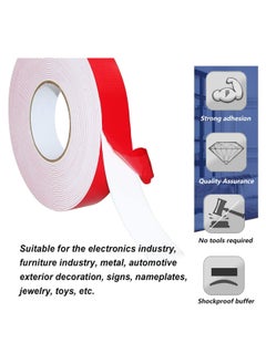 MARKQ Double Sided Foam Tape, 1" x 5 yards Outdoor and Indoor Heavy Duty Strong Weatherproof Adhesive Tape for Automotive Mounting, Decorative and Trim, Car Trim Strip, Home Decor, Photo Frame (Red)  - Image 3