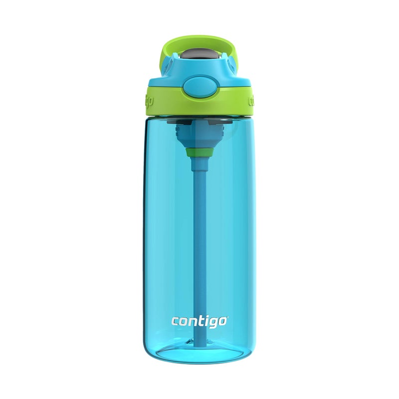 Contigo Kids 20oz 2-Pack Aubrey Water Bottles with Cleanable Silicone Straw, Spill-Proof Lid, Dishwasher Safe, Blue Raspberry/Cool Lime & Blueberry/Juniper, BPA-free - Image 1