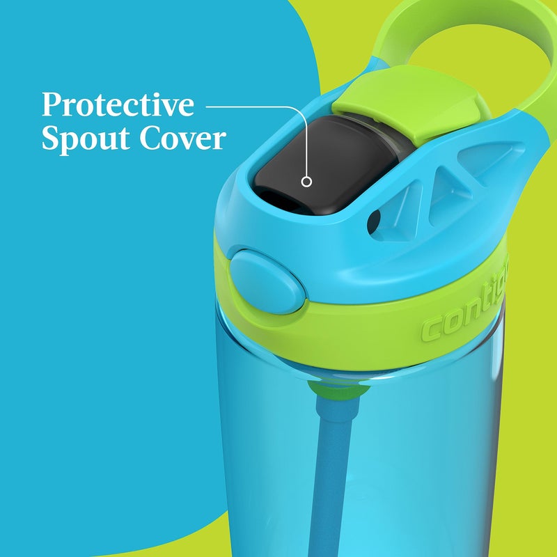 Contigo Kids 20oz 2-Pack Aubrey Water Bottles with Cleanable Silicone Straw, Spill-Proof Lid, Dishwasher Safe, Blue Raspberry/Cool Lime & Blueberry/Juniper, BPA-free - Image 5