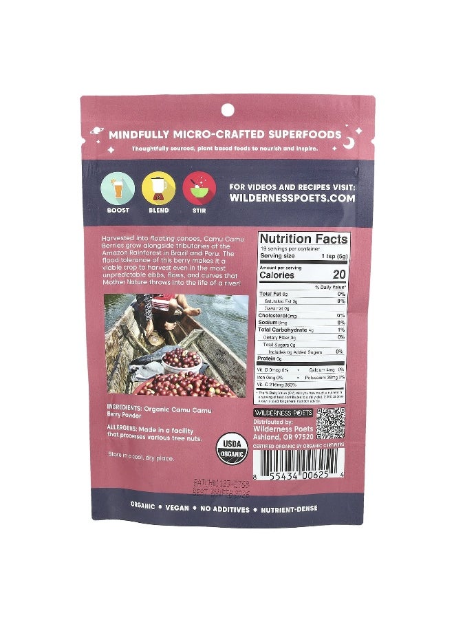 Wilderness Poets Wilderness Poets, Organic Camu Camu Berry Powder, 3.5 oz (99 g)  - Image 2