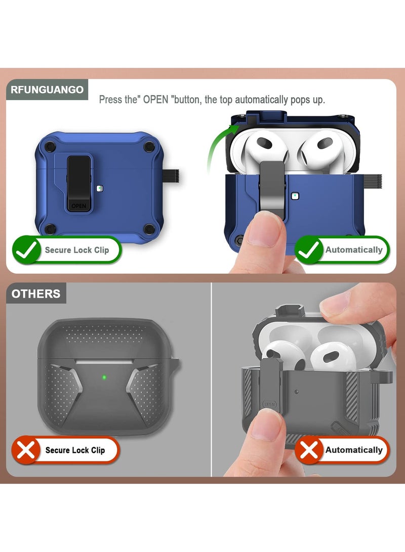 Airpods 4 Case Cover for Women Men with Cleaner Kit, Automatic Security Locking Case for Airpods 4th Generation 2024 Front LED Visible Blue - Image 2