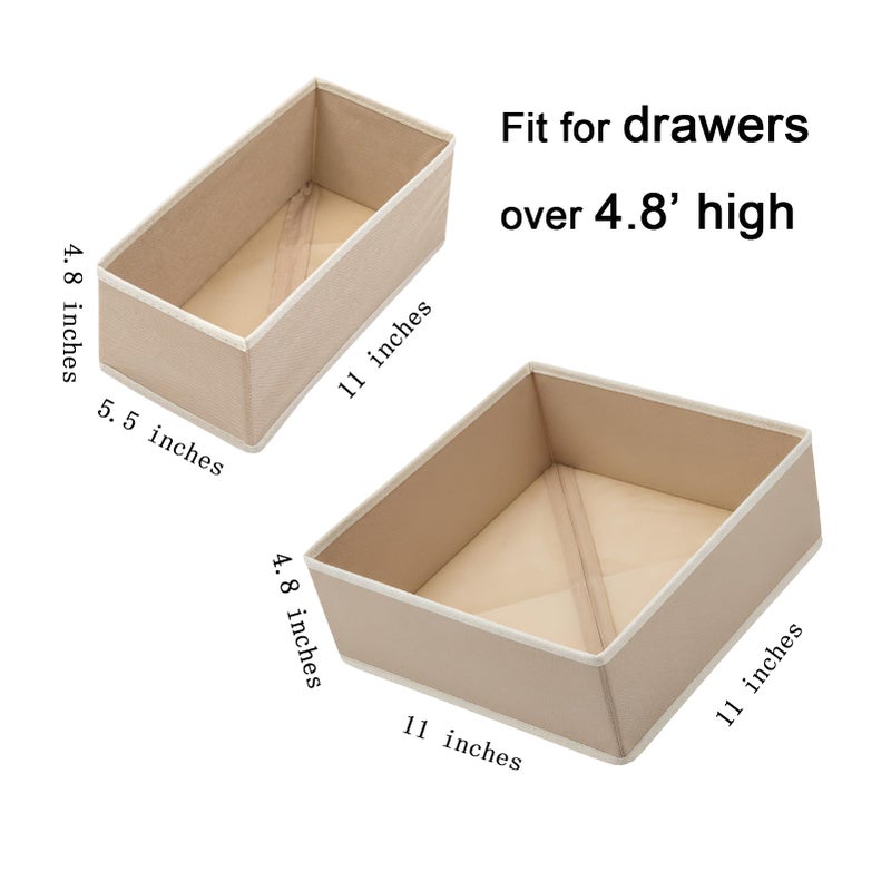Bructhun Foldable Fabric Drawer Organizer Set 4 Pack Dresser Dividers - Sock Underwear Storage Bins Gray - Image 3