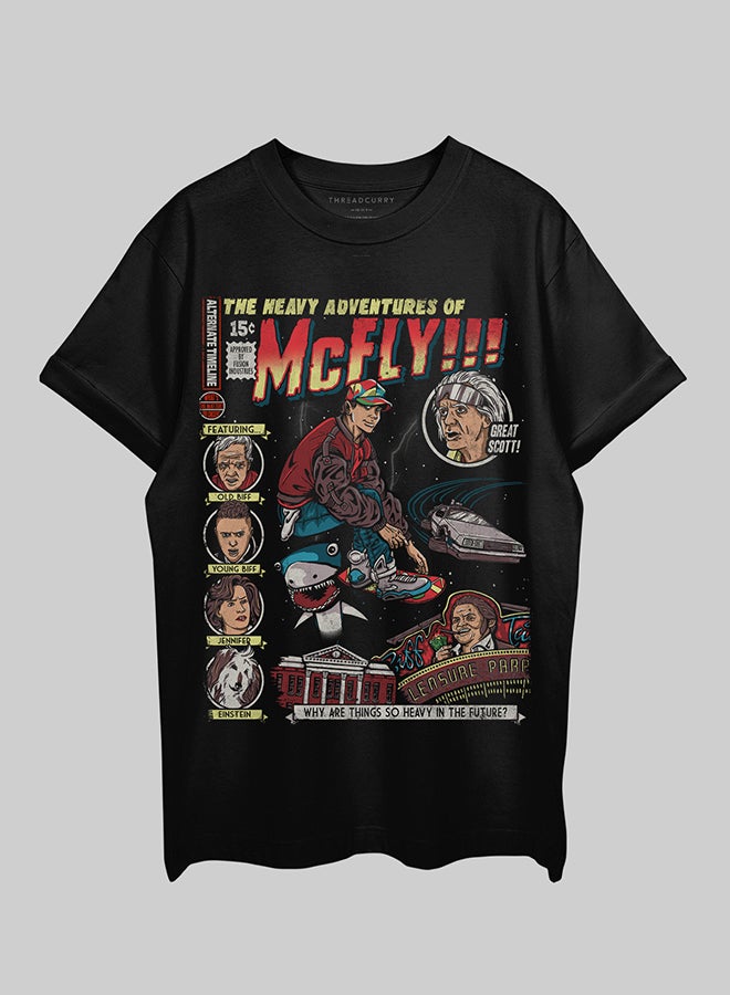THREADCURRY THREADCURRY Back to Future Oversized Drop Shoulder Cotton Loose Printed T-Shirt for Men  - Image 1