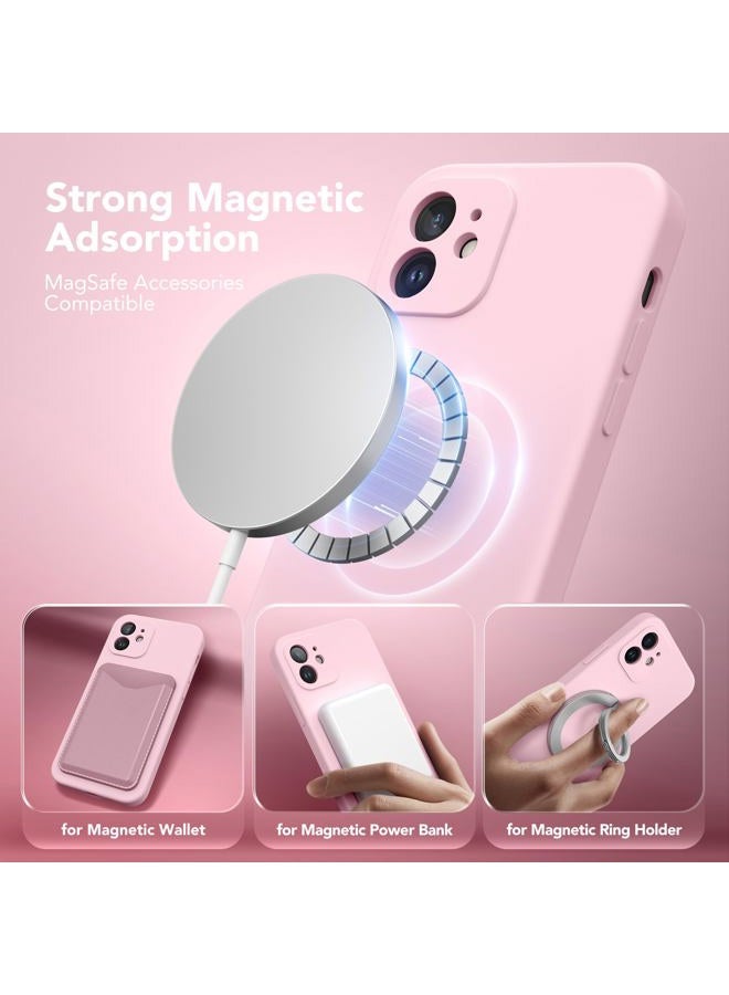 SUYDANBOX Magnetic Case for iPhone 12 Compatible with MagSafe, [Full Camera Protection] [Screen Protector] Shockproof Silicone Protective Case for iPhone 12 6.1 Inch, Chalk Pink - Image 2