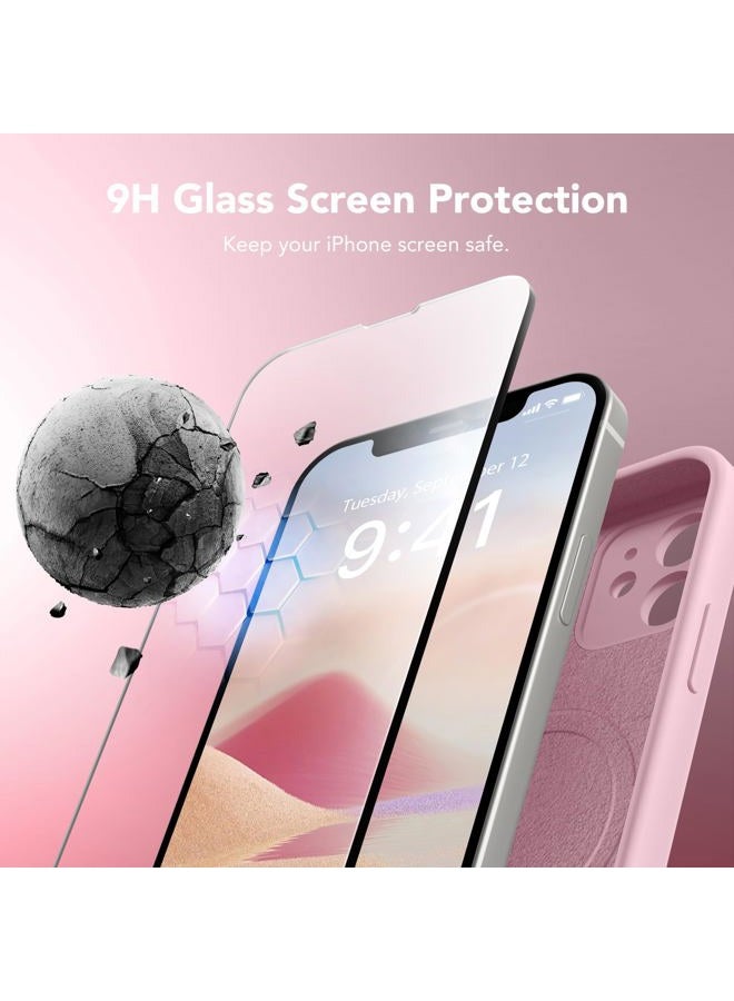 SUYDANBOX Magnetic Case for iPhone 12 Compatible with MagSafe, [Full Camera Protection] [Screen Protector] Shockproof Silicone Protective Case for iPhone 12 6.1 Inch, Chalk Pink - Image 4