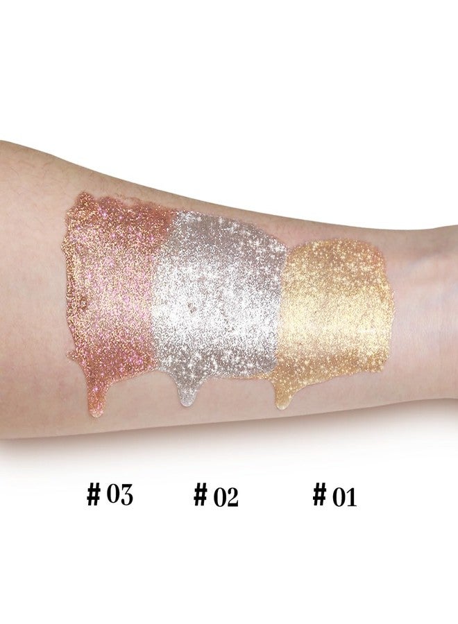 UCANBE Glow Shimmer Drop Set for Women Highlighter Makeup Body Glitter Dewy Liquid Face Holographic Luminizer Sparkles for Face (3 Pcs) - Image 2