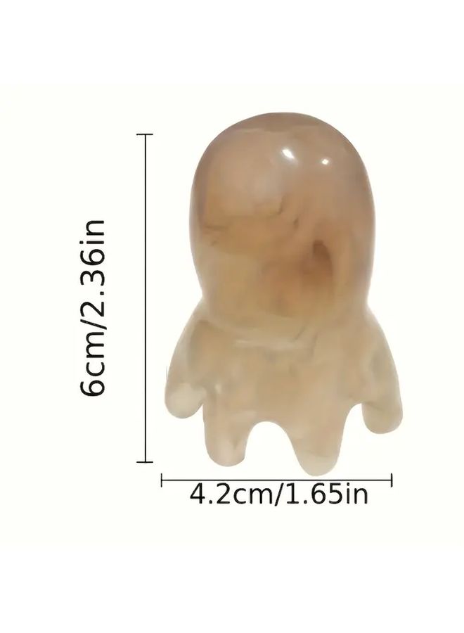 3pcs Octopus Head Massage Comb For Relaxation And Muscle Meridian Therapy Amber Yellow White Resin Handheld Gua Sha Tool Portable Home Use - Image 3