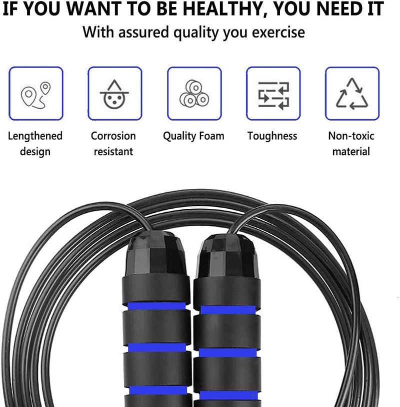 LAFILLETTE Tangle-Free Ball Bearing Adjustable Memory Foam Anti Skid Handle Skipping Rope (Blue) - Image 5
