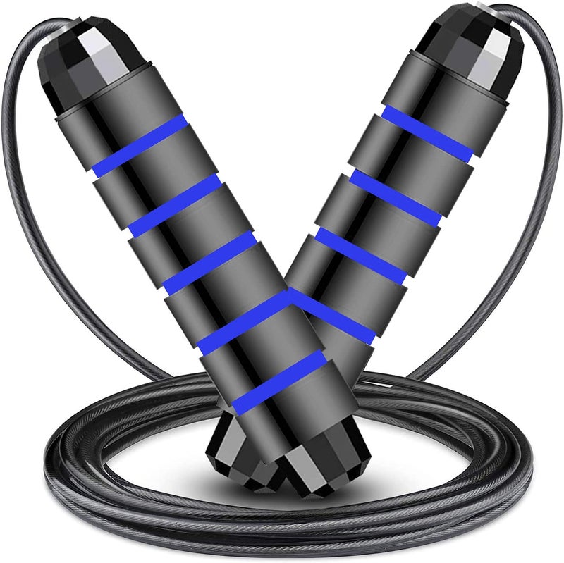LAFILLETTE Tangle-Free Ball Bearing Adjustable Memory Foam Anti Skid Handle Skipping Rope (Blue) - Image 1