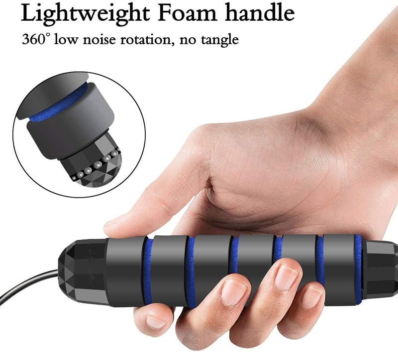 LAFILLETTE Tangle-Free Ball Bearing Adjustable Memory Foam Anti Skid Handle Skipping Rope (Blue) - Image 3