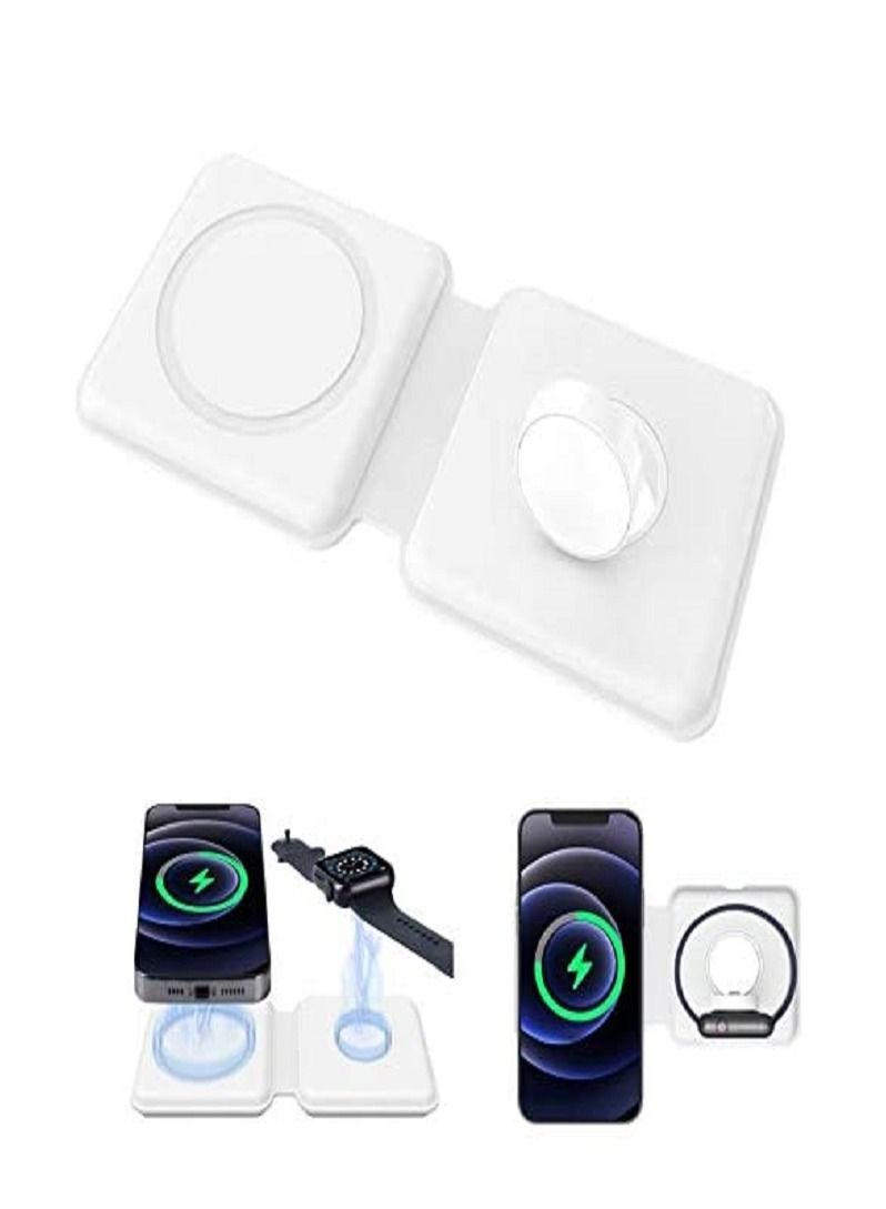 2-In-1 MagSafe Charger Foldable Magnetic Dock white