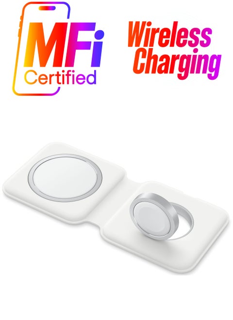 2-In-1 MagSafe Charger Foldable Magnetic Dock white