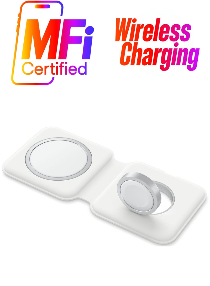 2-In-1 MagSafe Charger Foldable Magnetic Dock white