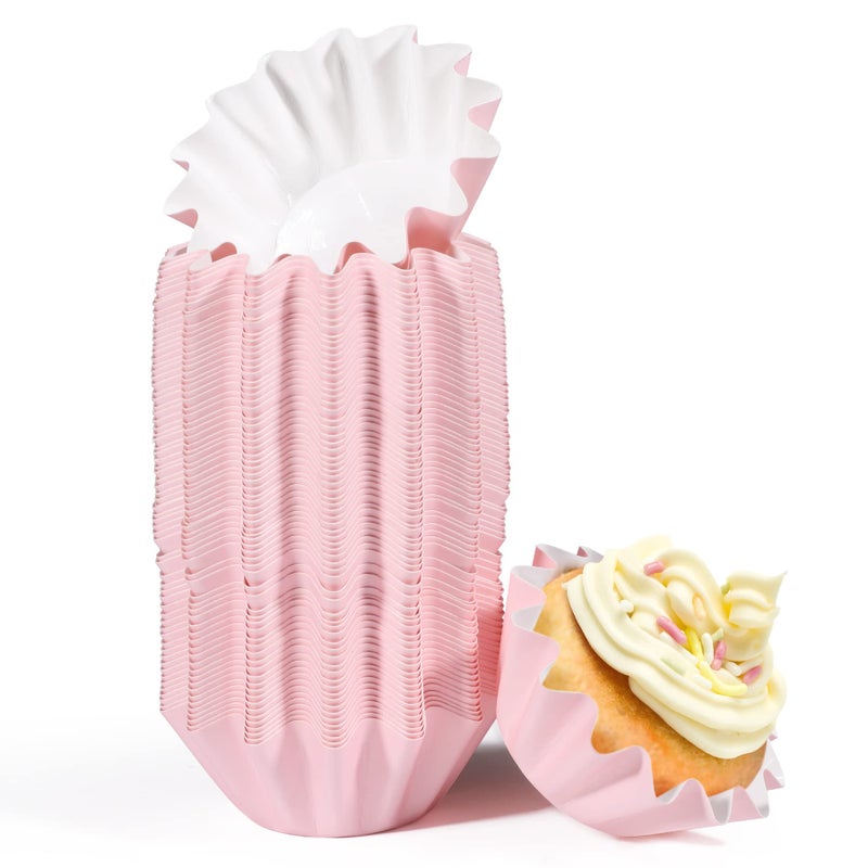 TRUSBER TRUSBER Cupcake Liner100 Count Standard Muffin Wrappers Nonstick Greaseproof 210g PET Coated Paper Baking Cups for WeddingBaby Shower No Muffin Pan Needed 