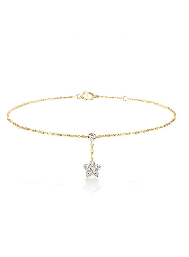 MINUTIAE Gold Plated Anklet Star Shape With Solitaire Crystal Painjan Payal For Women and Girls - Image 1