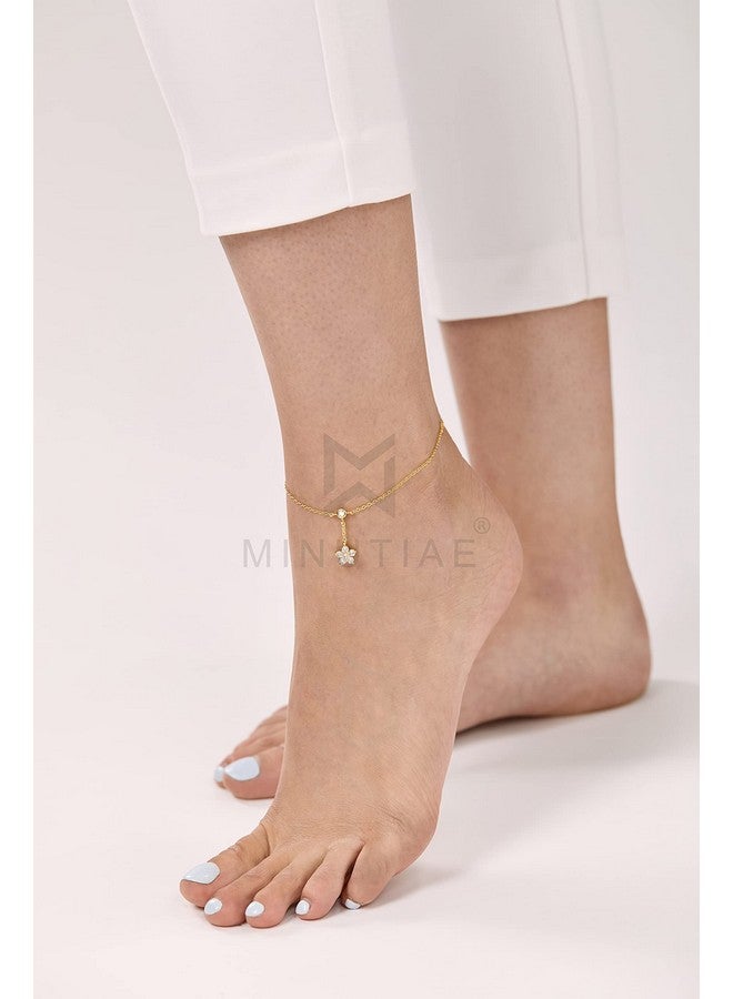 MINUTIAE Gold Plated Anklet Star Shape With Solitaire Crystal Painjan Payal For Women and Girls - Image 2
