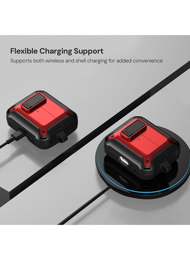 O Ozone - Case For Samsung Galaxy Buds3 & Galaxy Buds 3 Pro Case Cover (2024), Rugged Armor Shockproof Hard Shell Protection Case with Secure Lock Clip - Red - Image 1