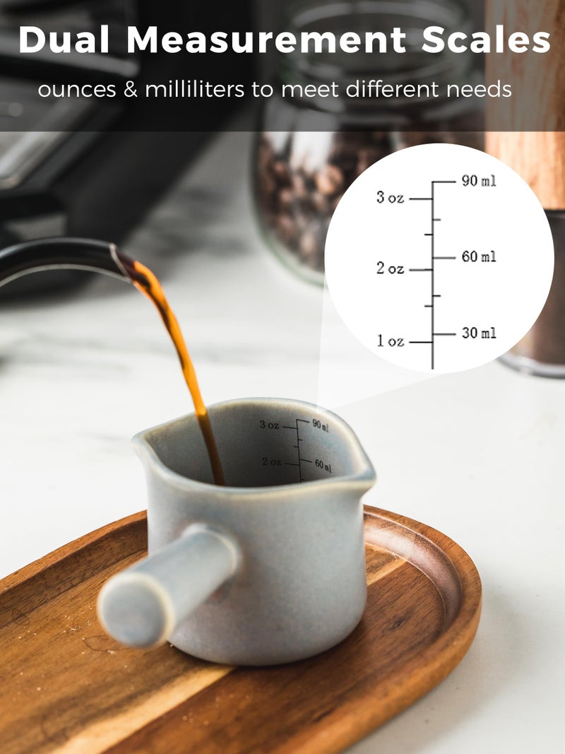 YHOJOY Espresso Cups Ceramic, Espresso Measuring Cups with Dual Measurement Scale, Expresso Shots Cup with Handle, Espresso Accessories, 3 Oz/ 90 Ml, Blue - Image 4
