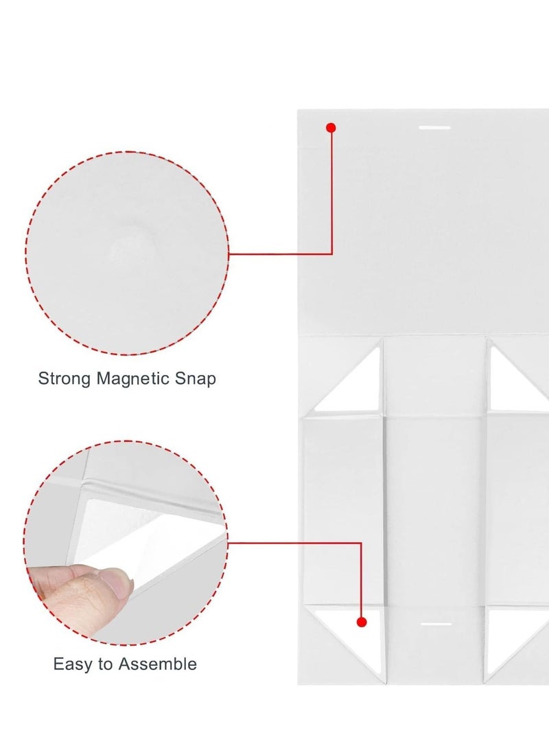 TecV Luxury Magnetic Gift Box, White Medium Gift Box with Ribbon, Folding Gift Box for Presents With Magnetic Lid, Suitable for Festival, Birthday, Anniversary, 26x19x8 cm  - Image 3