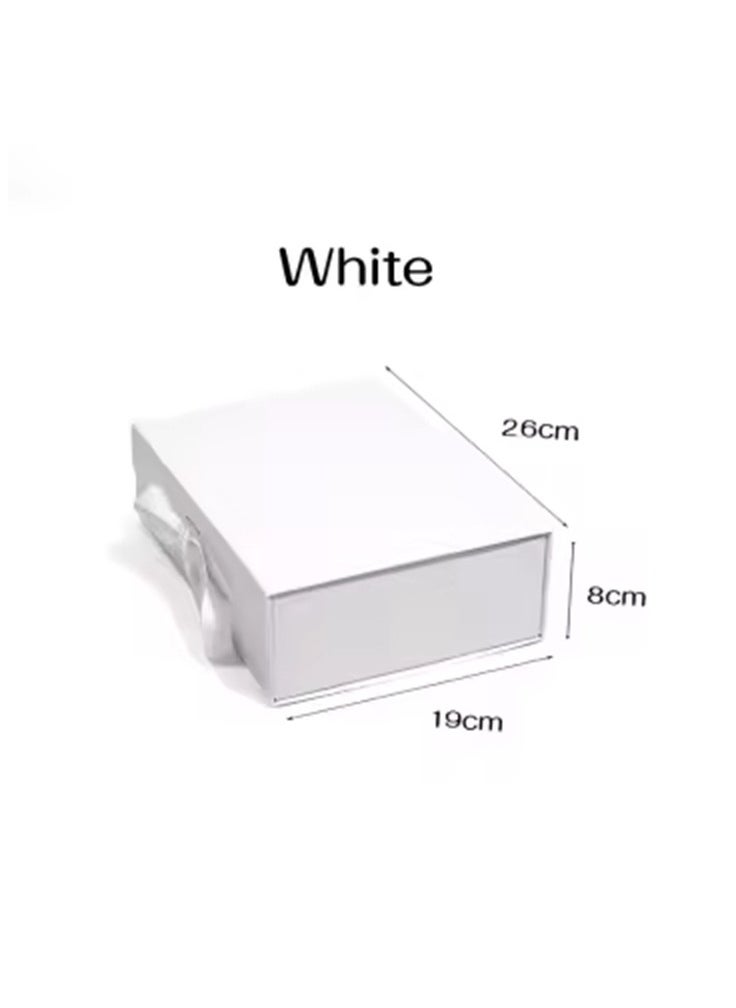 TecV Luxury Magnetic Gift Box, White Medium Gift Box with Ribbon, Folding Gift Box for Presents With Magnetic Lid, Suitable for Festival, Birthday, Anniversary, 26x19x8 cm  - Image 4