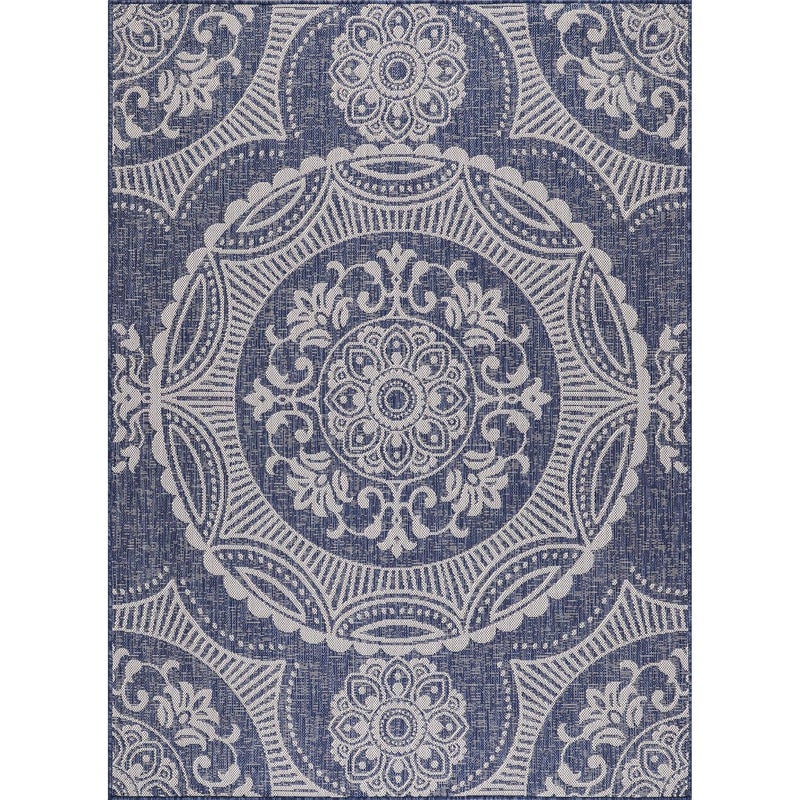 Luul Home Medallion Outdoor Rug 5x7 Washable Outside Carpet for Indoor Patio Porch Waterproof Easy Cleaning Non Shedding Area Rugs Blue 5 x 7 - Image 2