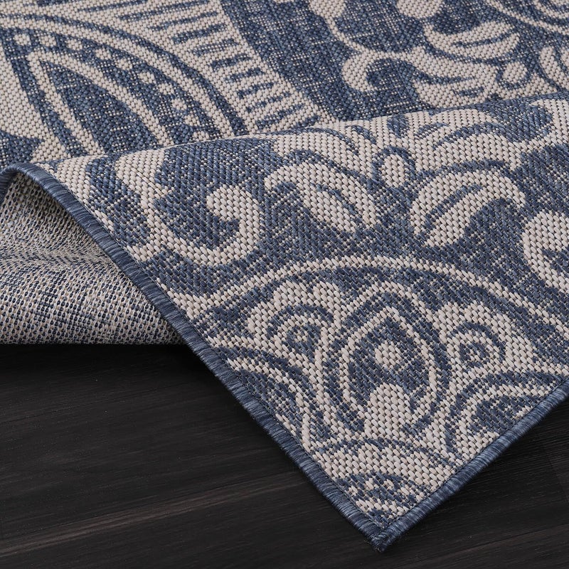 Luul Home Medallion Outdoor Rug 5x7 Washable Outside Carpet for Indoor Patio Porch Waterproof Easy Cleaning Non Shedding Area Rugs Blue 5 x 7 - Image 3