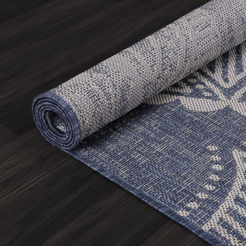 Luul Home Medallion Outdoor Rug 5x7 Washable Outside Carpet for Indoor Patio Porch Waterproof Easy Cleaning Non Shedding Area Rugs Blue 5 x 7 - Image 5