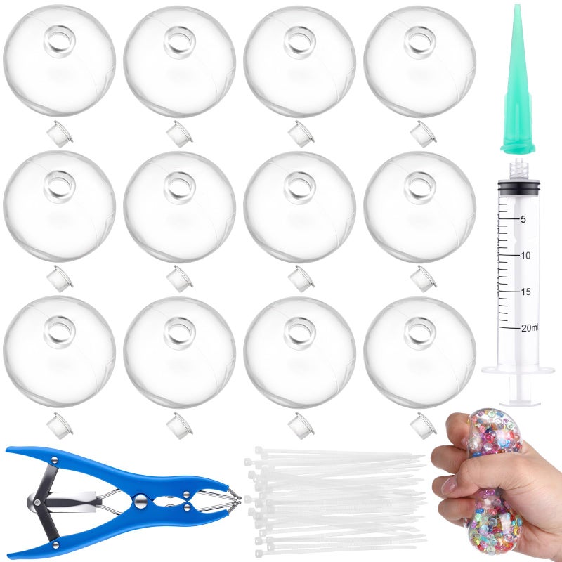 Simgoing 12 Pcs DIY Stress Ball Making Kit Blank Stress Pressure Ball Skin Kit with Vacuum Evacuating Device Expander Tool Make Your Own Fidget Pressure Balls for AdultsClear - Image 3