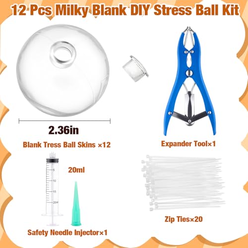 Simgoing 12 Pcs DIY Stress Ball Making Kit Blank Stress Pressure Ball Skin Kit with Vacuum Evacuating Device Expander Tool Make Your Own Fidget Pressure Balls for AdultsClear - Image 5