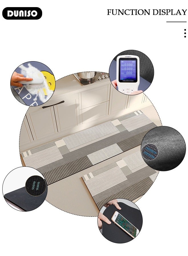 DUNISO مجموعة حصائر حمام من طين الدياتوم، سجادة مطبخ، حصائر استحمام فائقة النعومة والامتصاص، حصائر حمام غير قابلة للانزلاق، تجف بسرعة، حصائر أرضية لحمام الاستحمام والدش 50*80 سم + 50*160 سم - Image 3