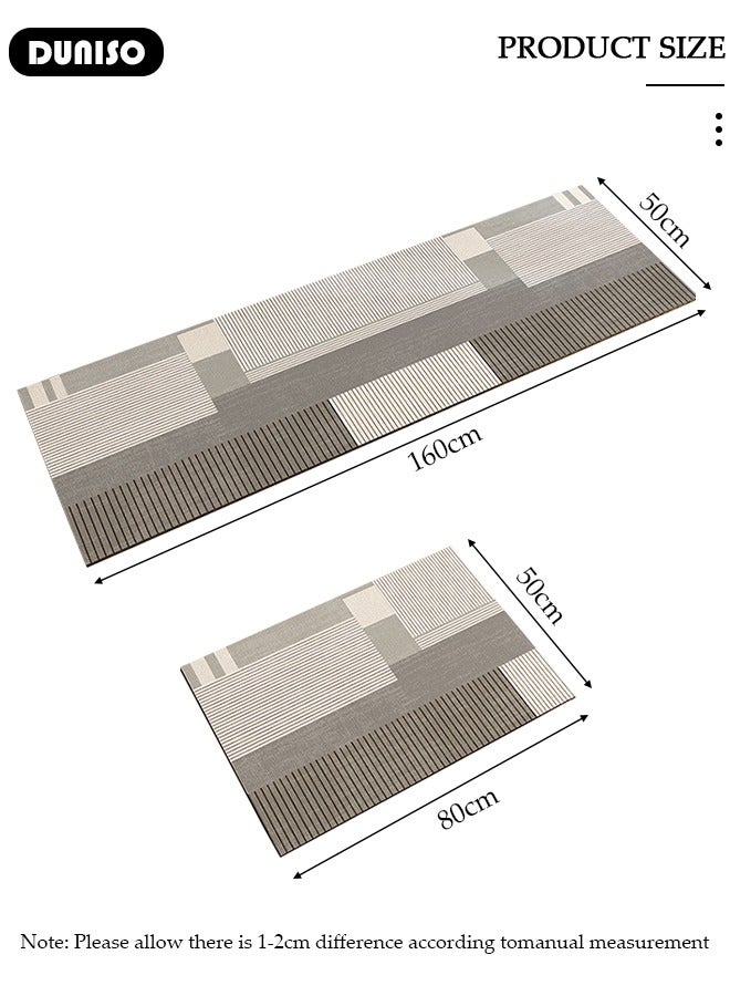DUNISO مجموعة حصائر حمام من طين الدياتوم، سجادة مطبخ، حصائر استحمام فائقة النعومة والامتصاص، حصائر حمام غير قابلة للانزلاق، تجف بسرعة، حصائر أرضية لحمام الاستحمام والدش 50*80 سم + 50*160 سم - Image 4
