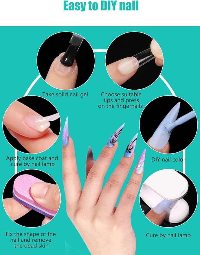 Deciniee Gel Nail Tips 240Pcs Full Cover Square Straight Tips for Extensions 12 Sizes False Nails Acrylic Nails Professional Clear Salon Home Design 1 012 kilograms - Image 5