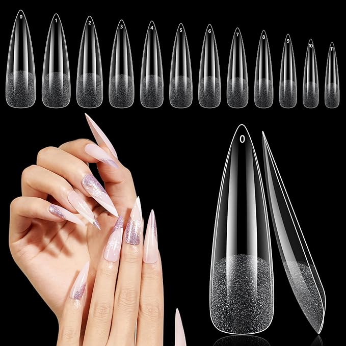 Deciniee Gel Nail Tips 240Pcs Full Cover Square Straight Tips for Extensions 12 Sizes False Nails Acrylic Nails Professional Clear Salon Home Design 1 012 kilograms - Image 1