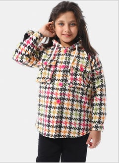 Andora Houndstooth Pattern Hooded Girls Jacket  - Image 4