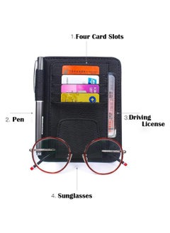 Generic Car Sun Visor Organizer - PU Leather Sunglasses Clip & Storage Case for Driver License, Insurance, Pens, and Keys - Stylish Visor Accessories for Maximum Convenience  - Image 5