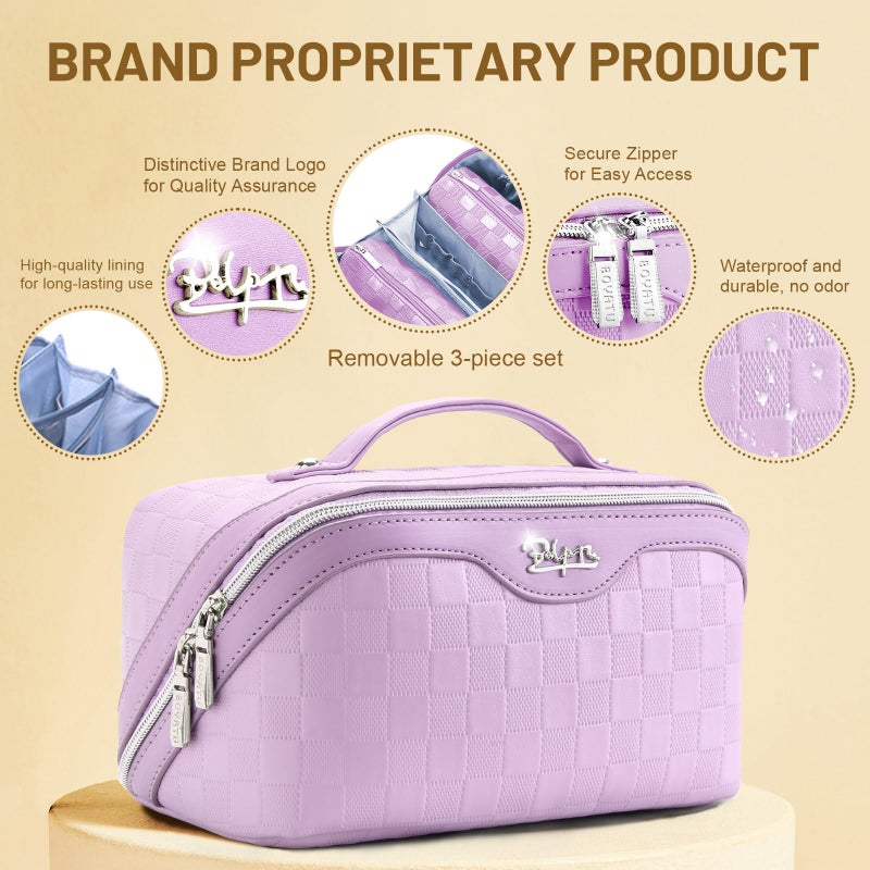 BOYATU Travel Makeup Bag for Women: Large Capacity Cosmetic Bags Organizer, Waterproof Toiletry Make up Case Gift for Her Girlfriend Best Friend Mom on Birthday Christmas Mother's Day - Image 3