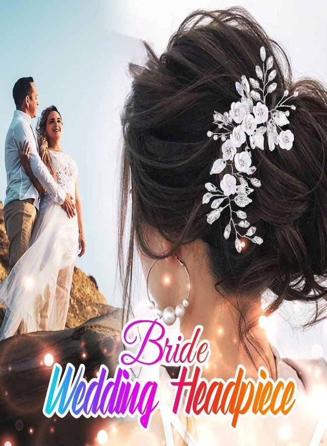 Catery Flower Hair Vine Silver Wedding Hair Piece Floral Bridal Accessories for Brides and Women (A-Sliver) - Image 3