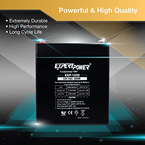 ExpertPower EXP1250 12V 5Ah Home Alarm Battery with F1 Terminals - Image 4