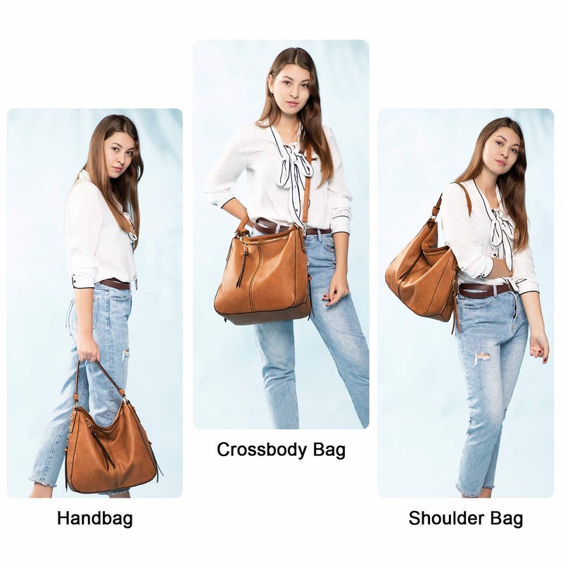 Realer Handbags for Women Large Designer Ladies Hobo bag Bucket Purse Faux Leather - Image 2