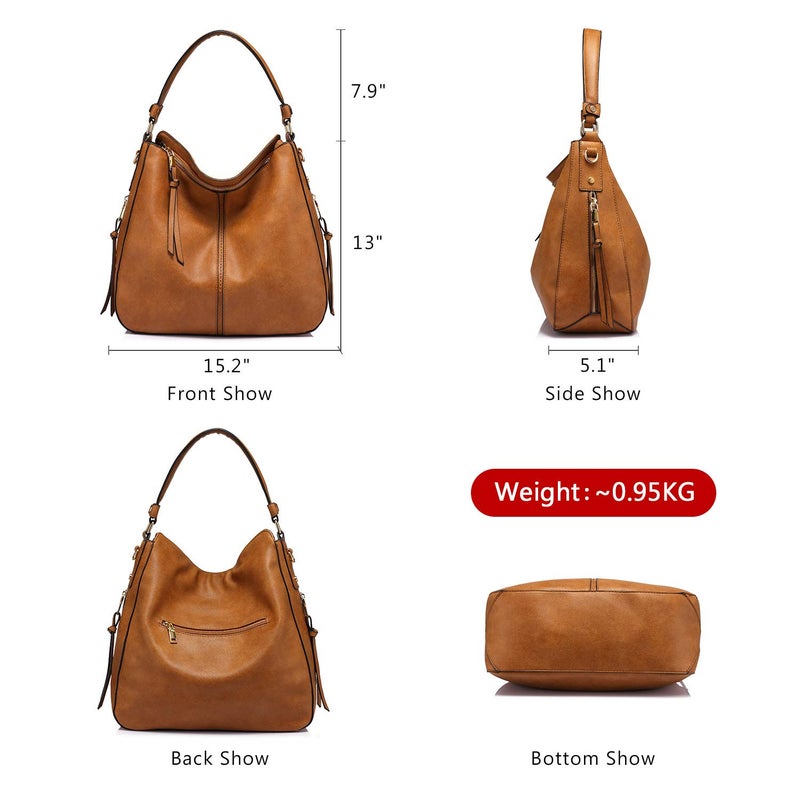 Realer Handbags for Women Large Designer Ladies Hobo bag Bucket Purse Faux Leather - Image 3