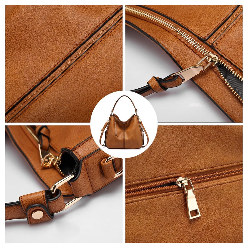Realer Handbags for Women Large Designer Ladies Hobo bag Bucket Purse Faux Leather - Image 4
