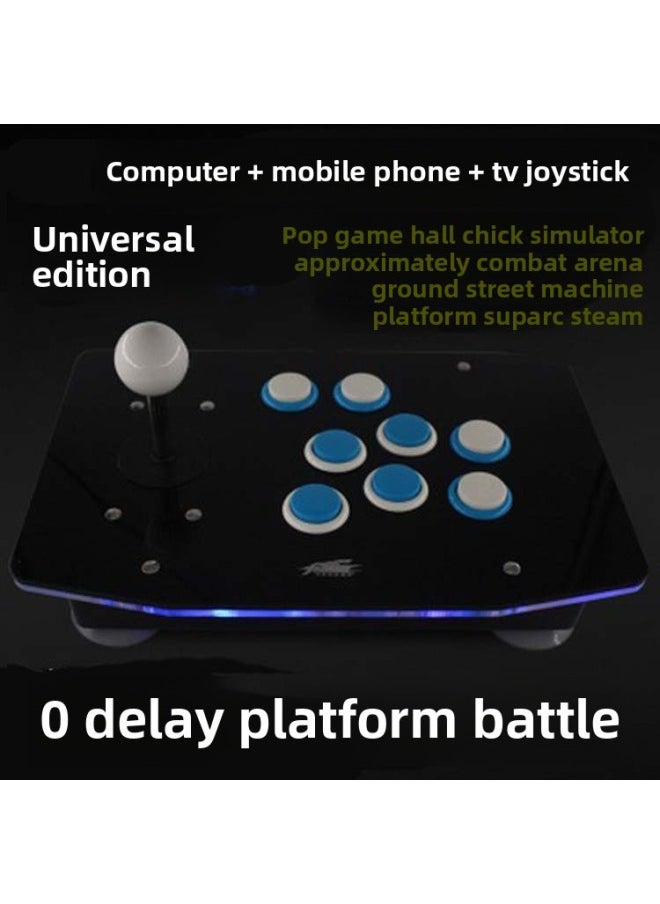 No Delay Arcade Rocker Computer Android Phone Smart TV Rocker USB Game Rocker Game Console Handle-Product Color:02 Face Light Edition White And Red Key Android  - Image 3