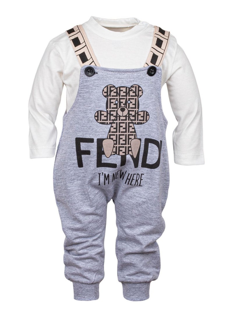 BABYCARA Ultra Comfortable 100 Percent Turkish Cotton Toddler Overalls Unisex Printed Design with Convenient Button Closure for Ages 3 to 12 Months Perfect for Daily Wear or Special Occasions  - Image 1