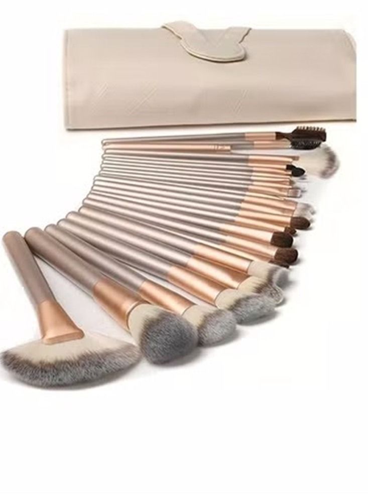 BLOOMING TIME 18 PCs Makeup Brush Set Wood Handle Premium Synthetic Contour Concealers Foundation Blending Face Powder Eye shadow Cosmetic Brushes with Bag