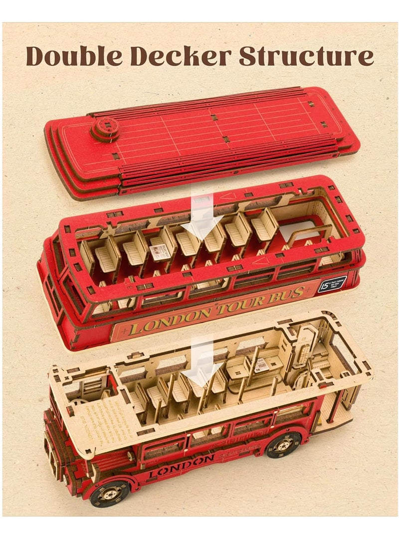 Robotime Rolife London Tour Bus 3D Wooden Puzzle TGM02 Decorative DIY Crafts/Birthday Gifts/Home Decor For Girls&Boys Teens&Adults - Image 4