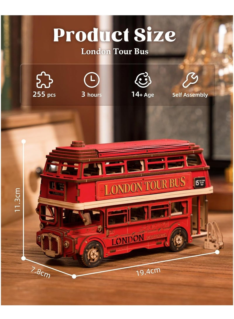 Robotime Rolife London Tour Bus 3D Wooden Puzzle TGM02 Decorative DIY Crafts/Birthday Gifts/Home Decor For Girls&Boys Teens&Adults - Image 2
