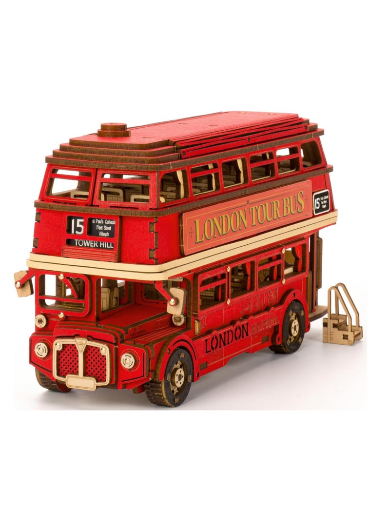 Robotime Rolife London Tour Bus 3D Wooden Puzzle TGM02 Decorative DIY Crafts/Birthday Gifts/Home Decor For Girls&Boys Teens&Adults - Image 1