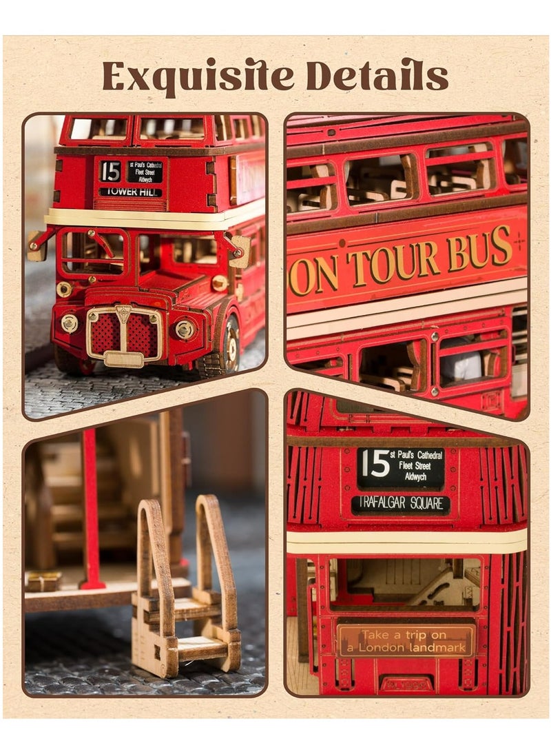 Robotime Rolife London Tour Bus 3D Wooden Puzzle TGM02 Decorative DIY Crafts/Birthday Gifts/Home Decor For Girls&Boys Teens&Adults - Image 3