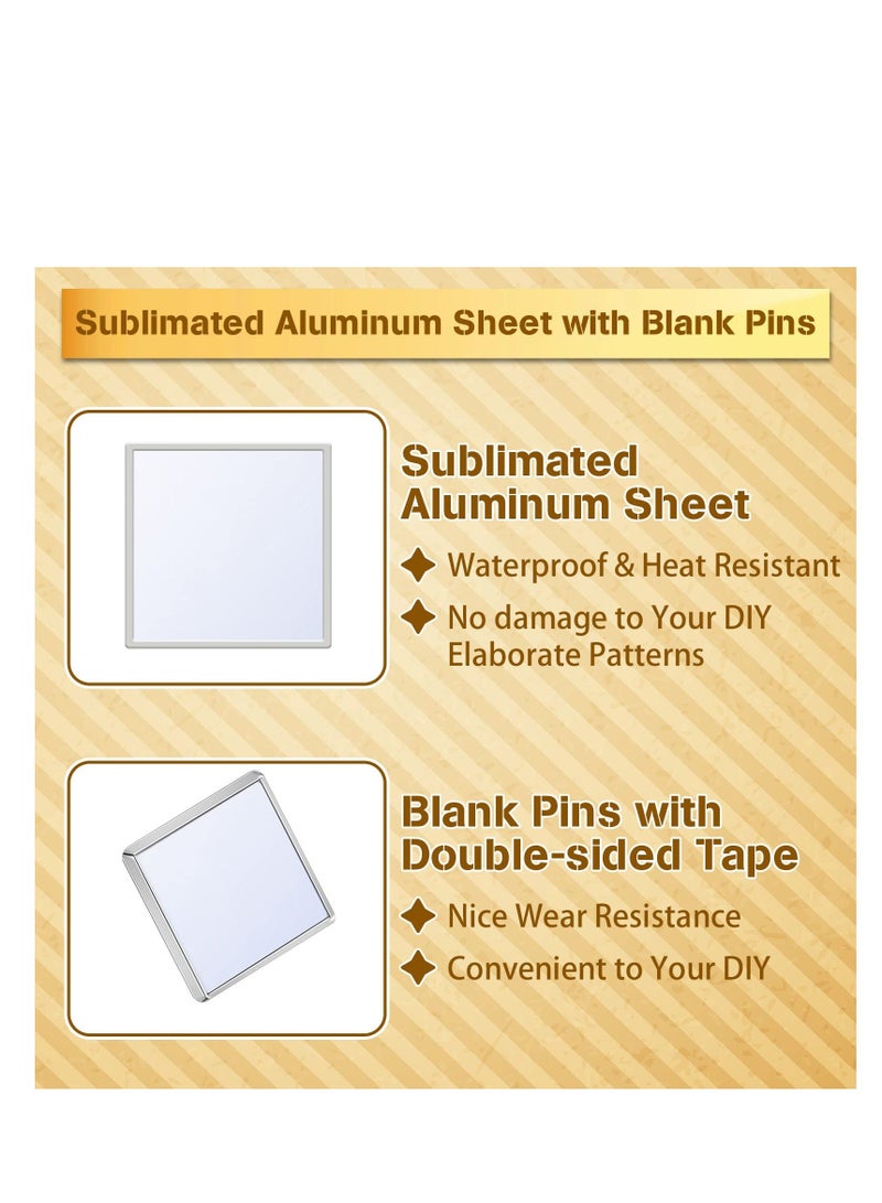NIBEMINENT 20 Pcs Sublimation Blank Pins DIY Button Badge Kit Silver Aluminum Sheet with Butterfly Pin Backs for Craft Jewelry Lapel Making Supplies (Square, 0.75 Inch) - Image 3